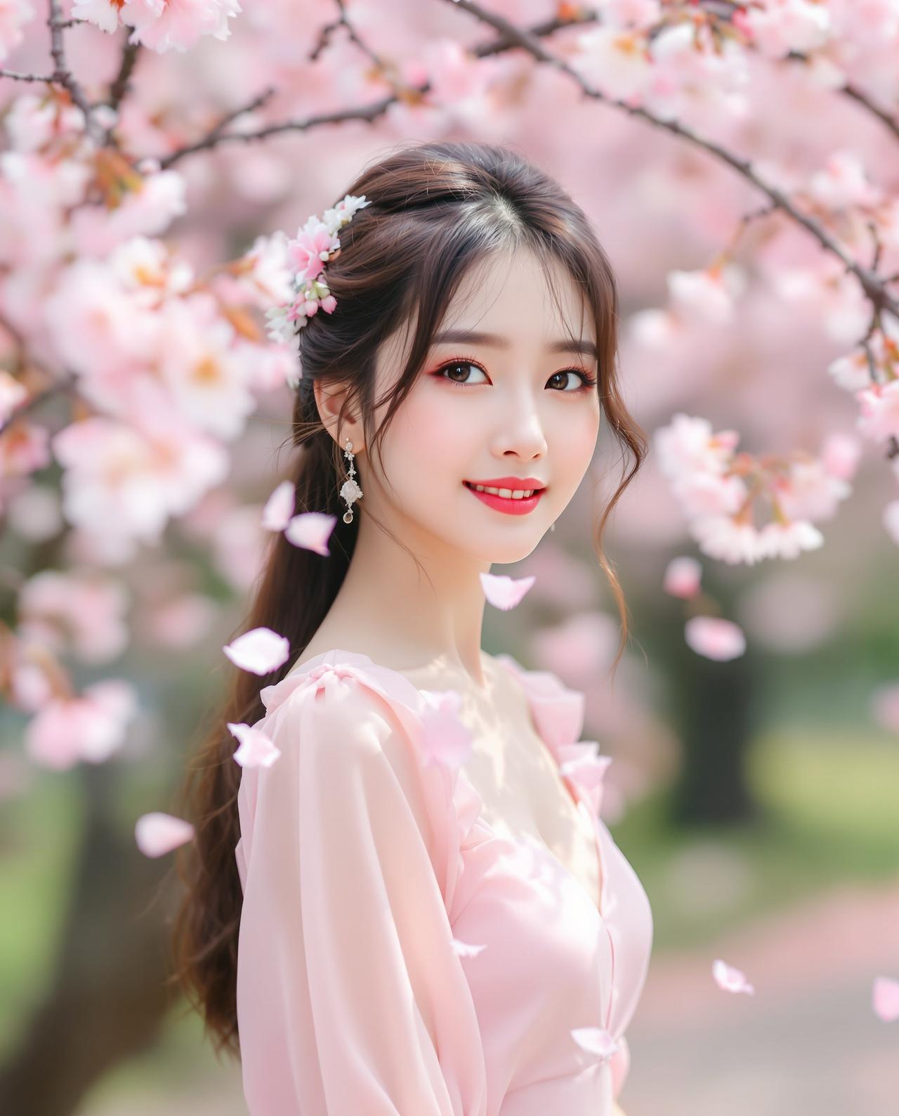 樱花树下的微笑